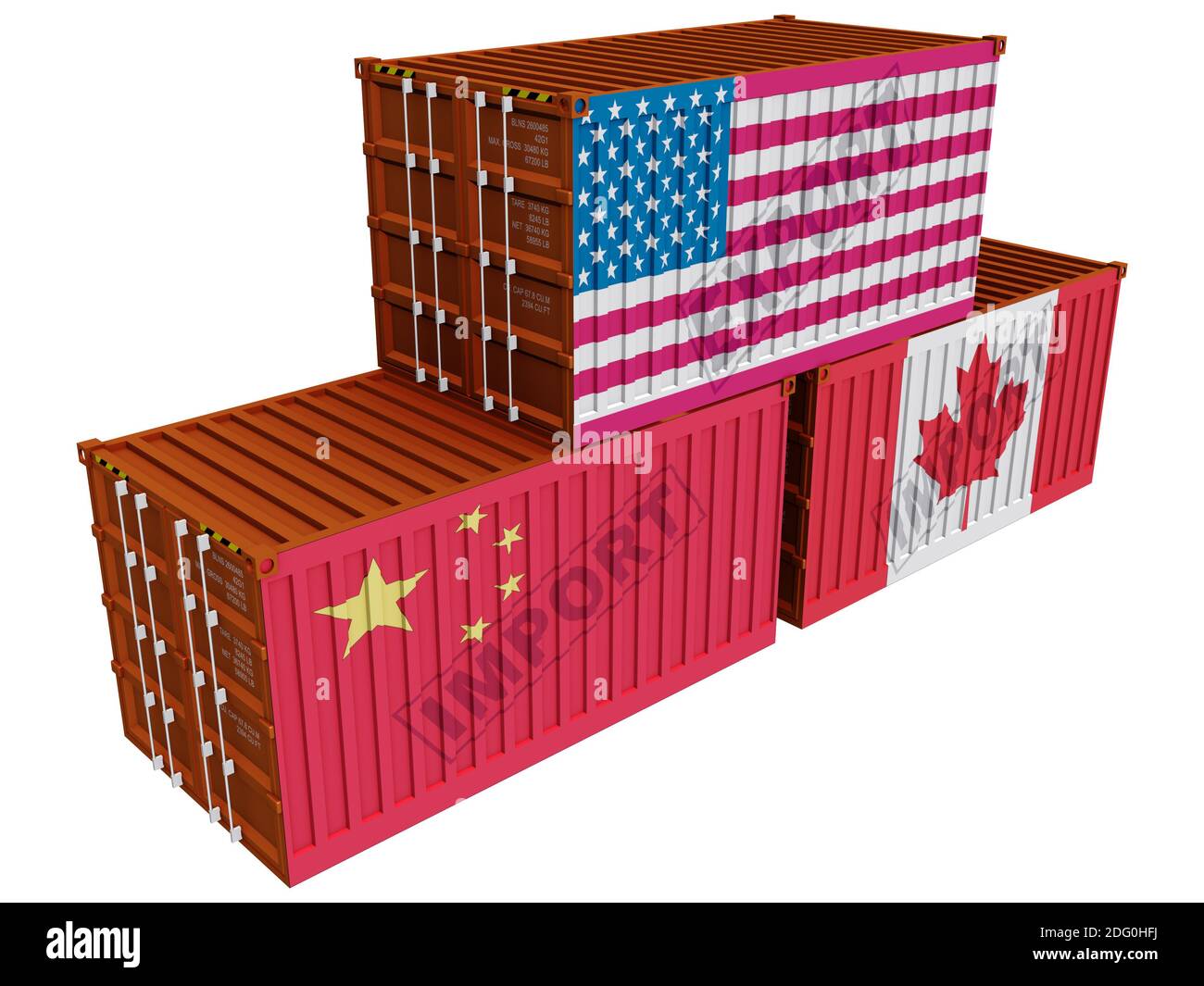 Trade containers USA China Canada Stock Photo Alamy