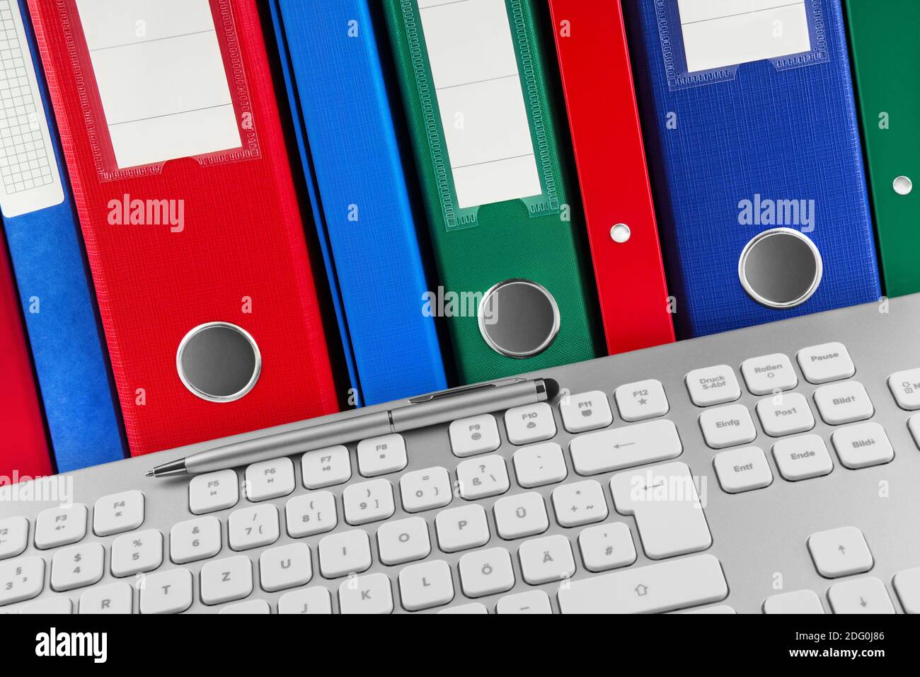 PC keyboard and file folders Stock Photo Alamy