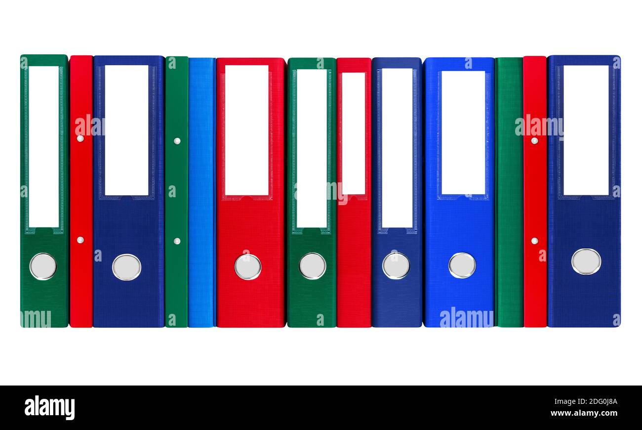 Colorful various file folders isolated on white Stock Photo