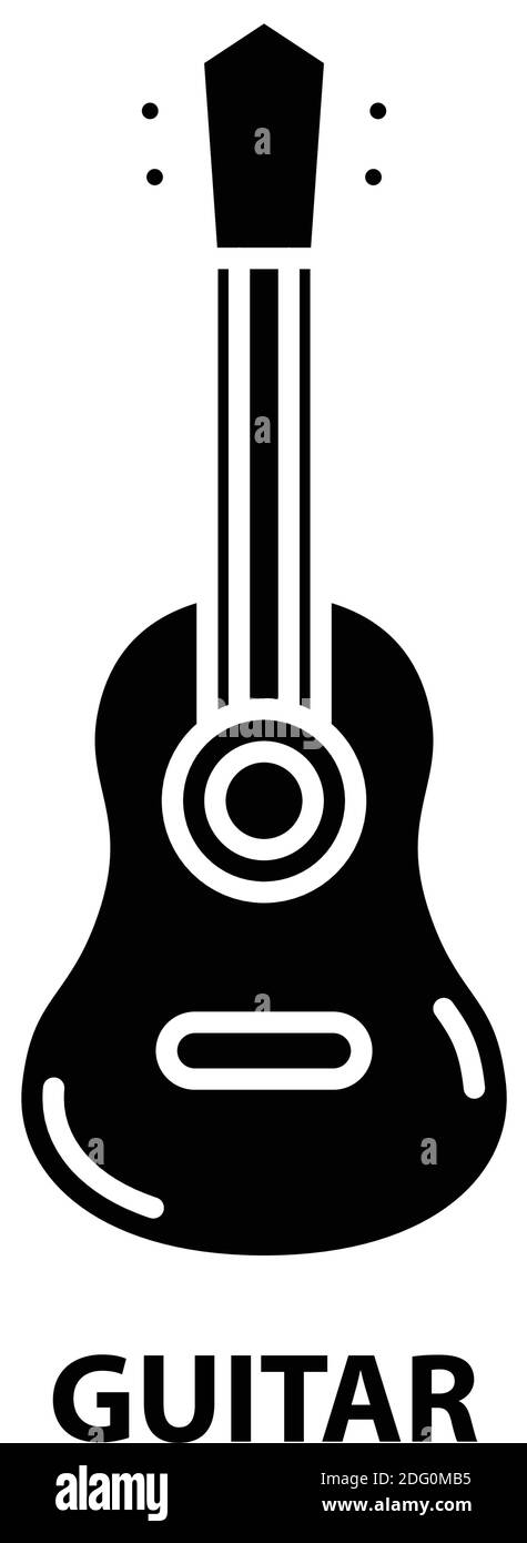 guitar icon, black vector sign with editable strokes, concept ...