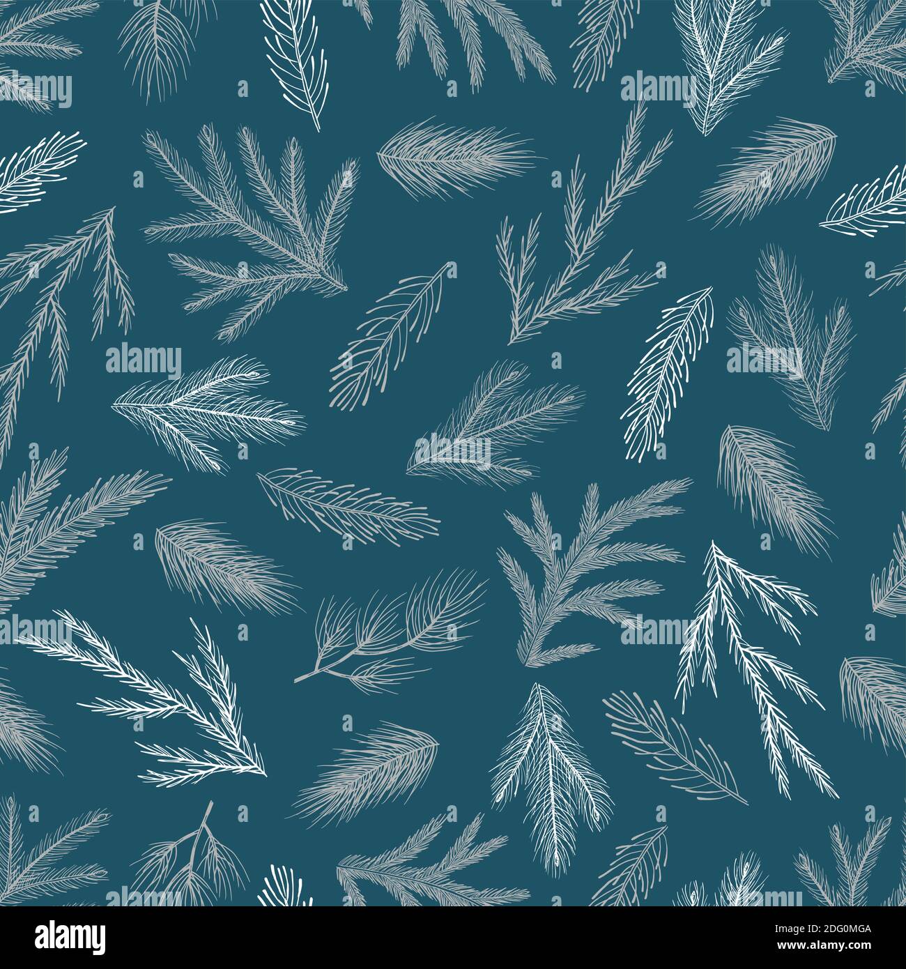 Seamless pattern with hand drawn cones, xmas tree. Christmas vector illustration. Stock Vector