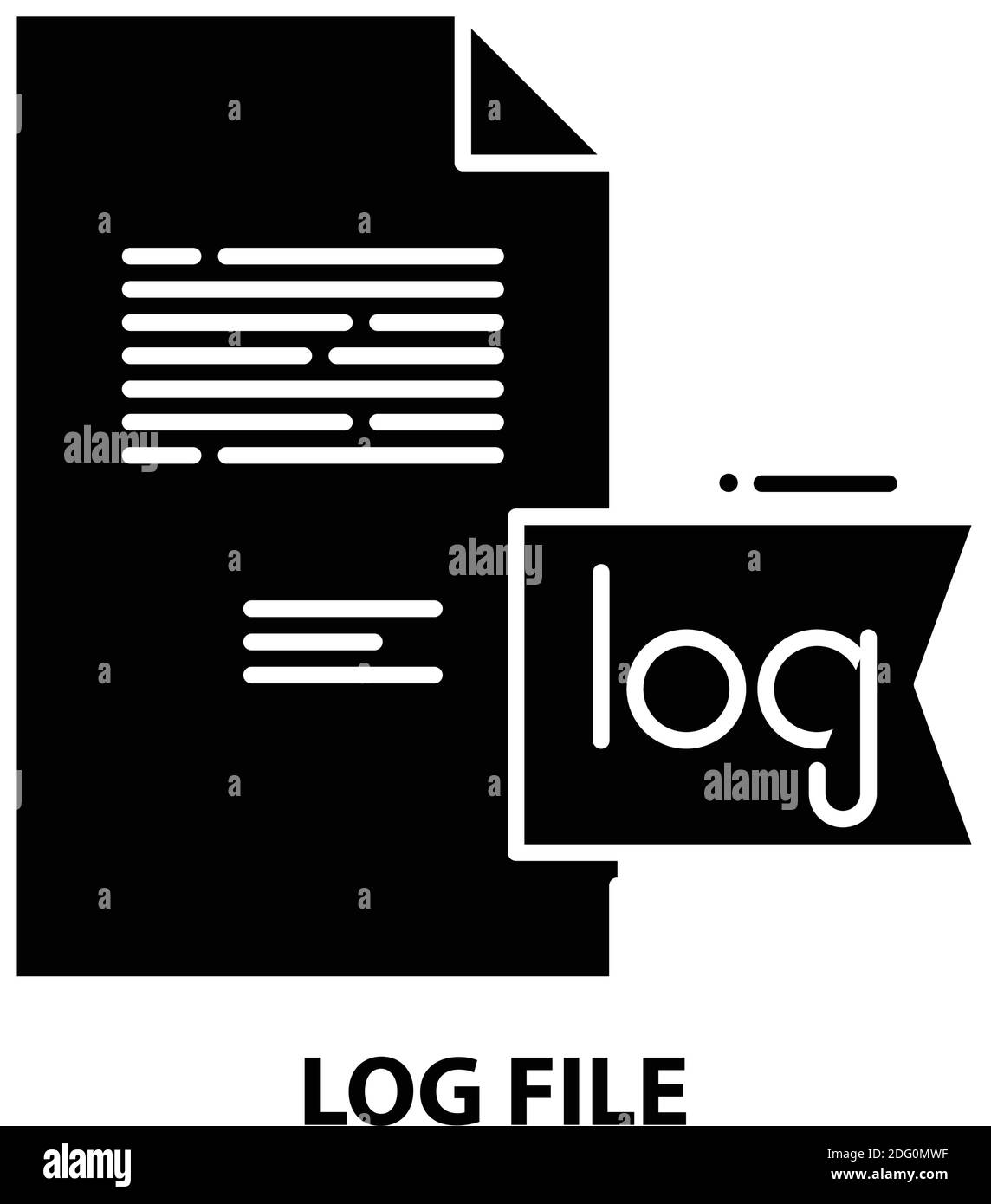log file icon, black vector sign with editable strokes, concept ...