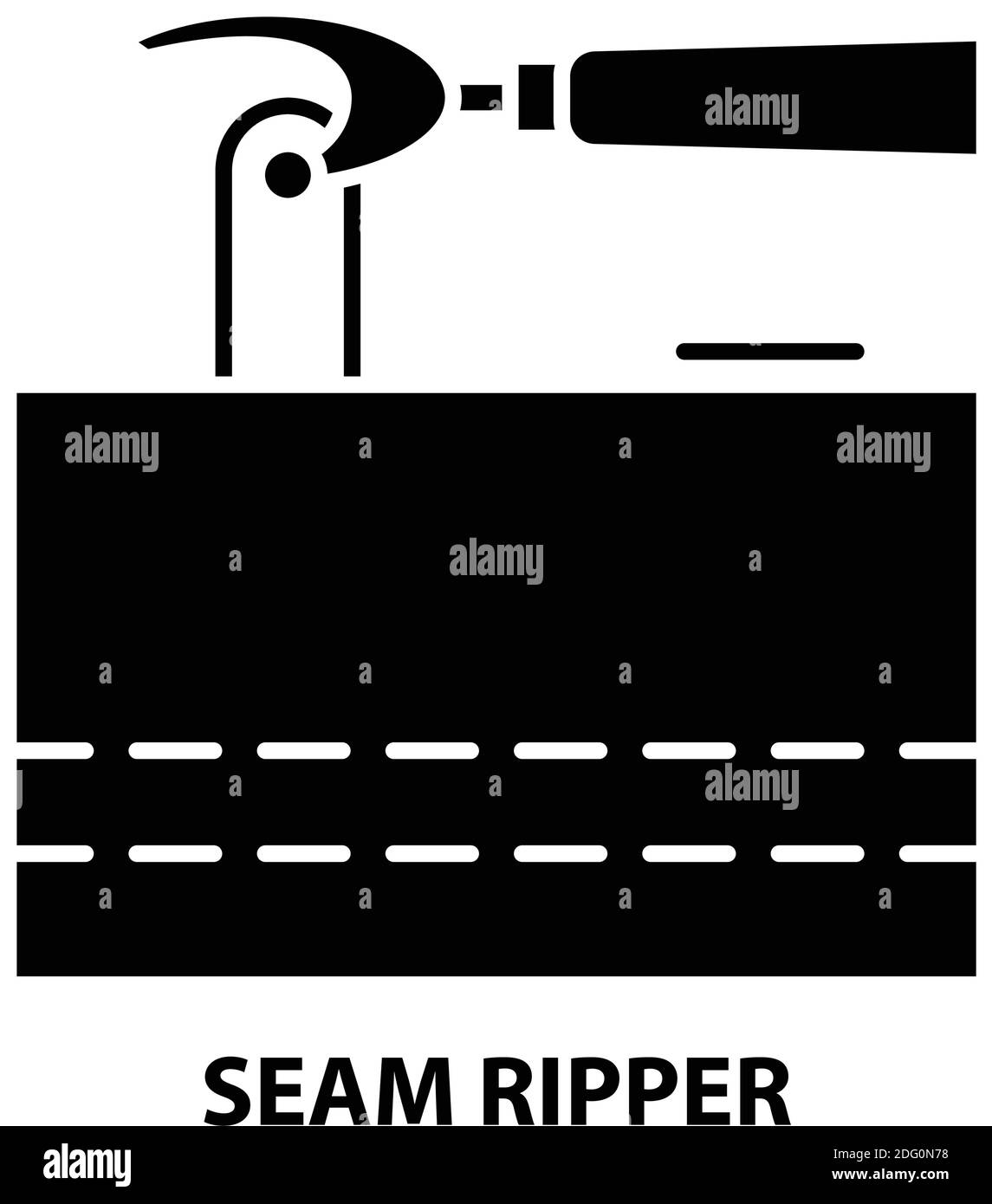 seam ripper icon, black vector sign with editable strokes, concept illustration Stock Vector