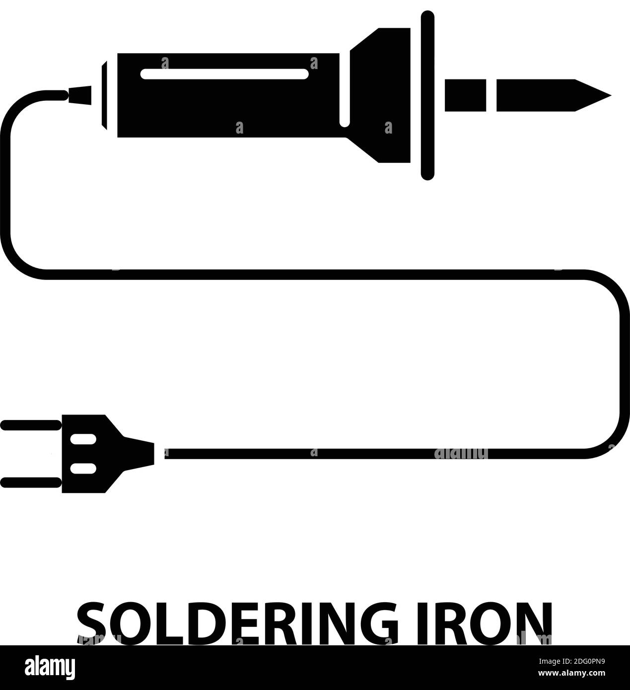 soldering iron icon, black vector sign with editable strokes, concept