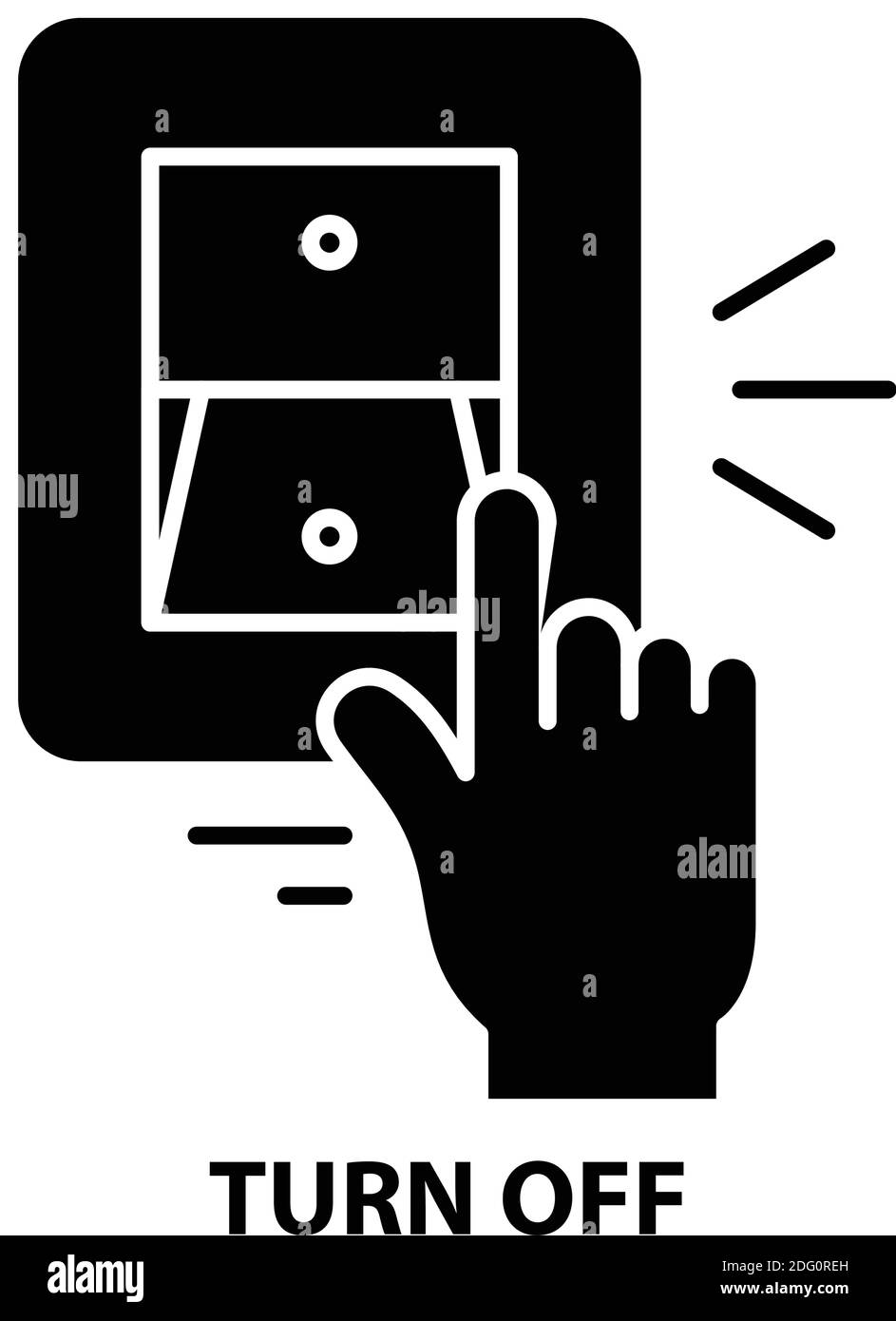 turn off icon, black vector sign with editable strokes, concept