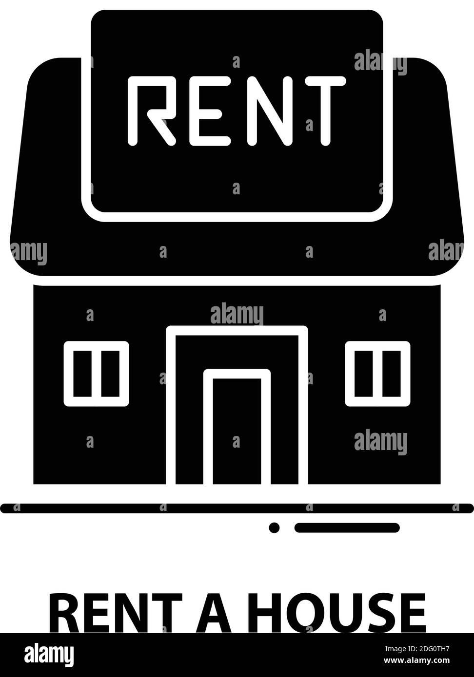 rent a house icon, black vector sign with editable strokes, concept illustration Stock Vector