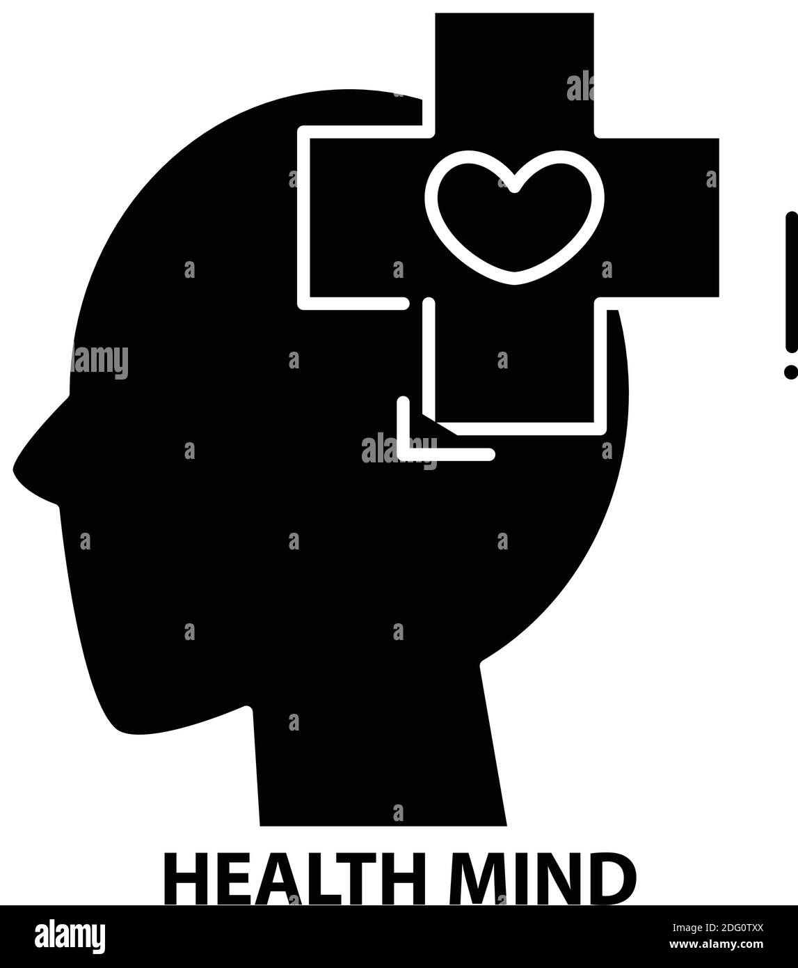 health mind icon, black vector sign with editable strokes, concept illustration Stock Vector