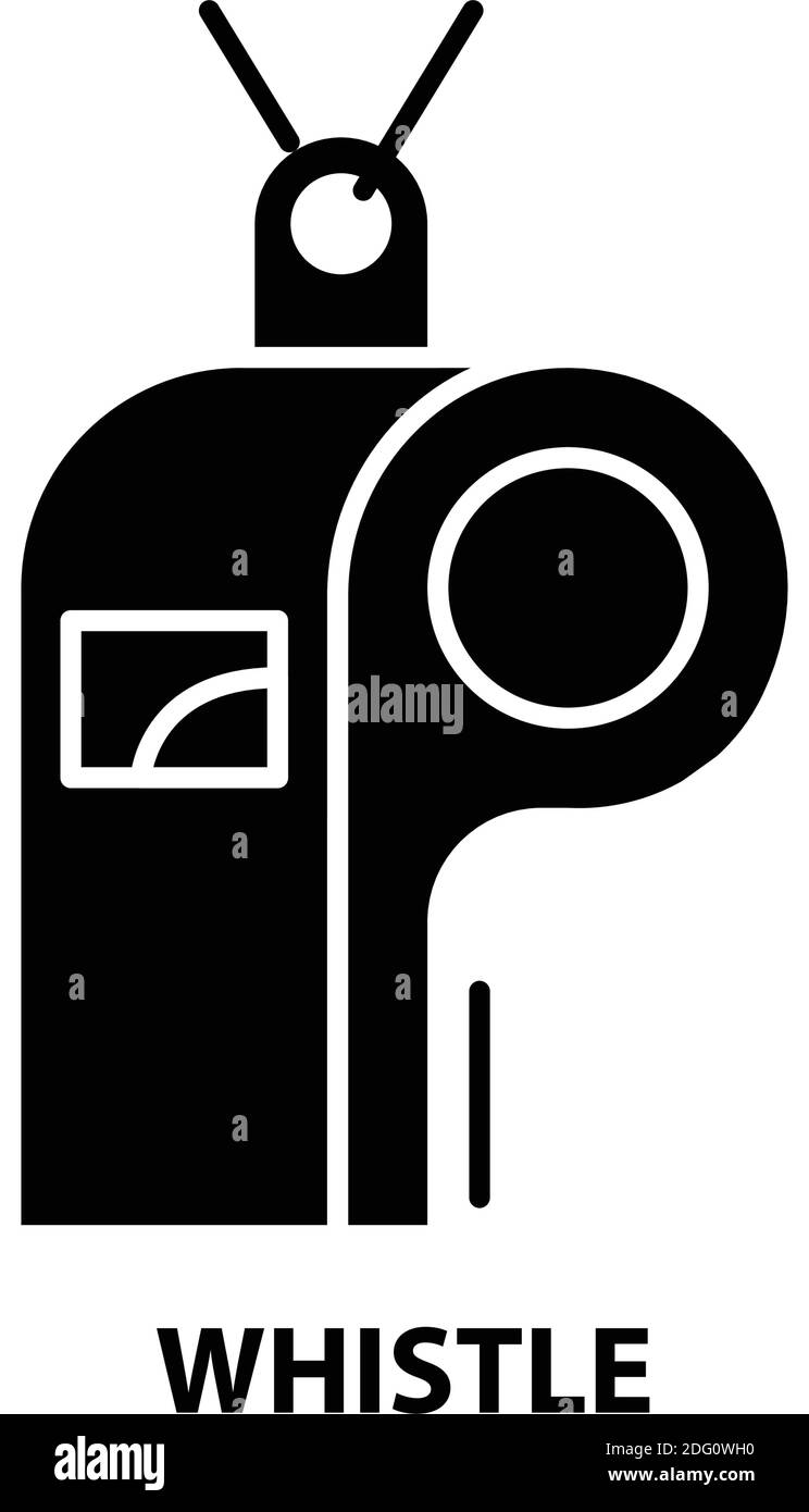 whistle icon, black vector sign with editable strokes, concept illustration Stock Vector