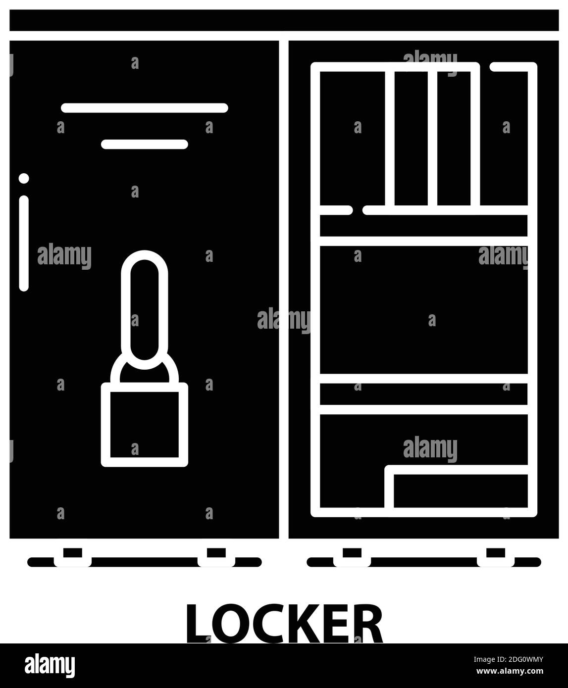 locker icon, black vector sign with editable strokes, concept illustration Stock Vector