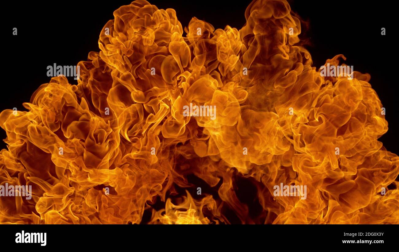 Fire flames abstract background, isolated on black Stock Photo