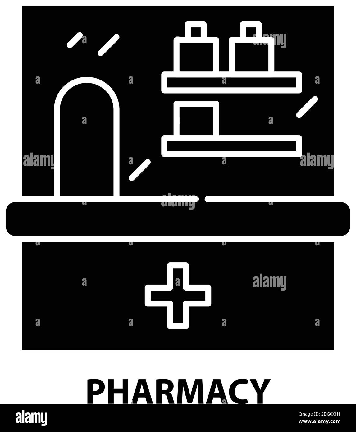 pharmacy sign icon, black vector sign with editable strokes, concept ...