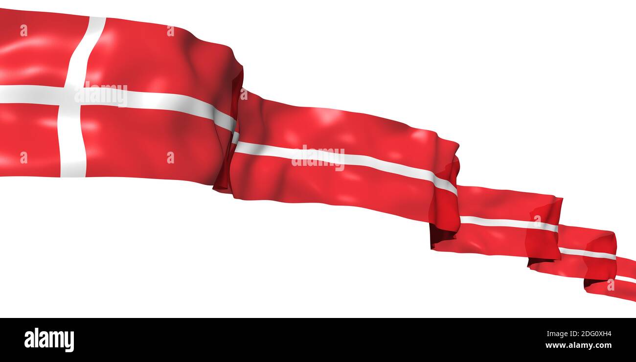 Denmark ribbon flag isolated on white Stock Photo