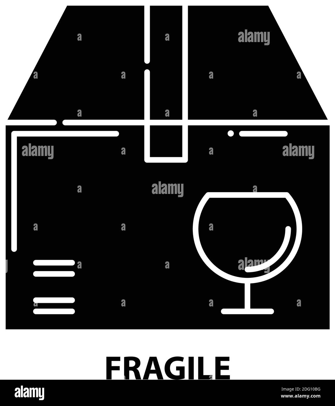 fragile symbol icon, black vector sign with editable strokes, concept illustration Stock Vector