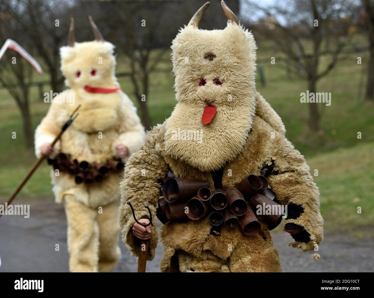 Lacnov, Czech Republic. 05th Dec, 2020. People in devil masks walk through Lacnov in the Vsetin region during the celebration of the feast of St. Nicholas, Czech Republic, December 5, 2020. Credit: Dalibor Gluck/CTK Photo/Alamy Live News Stock Photo
