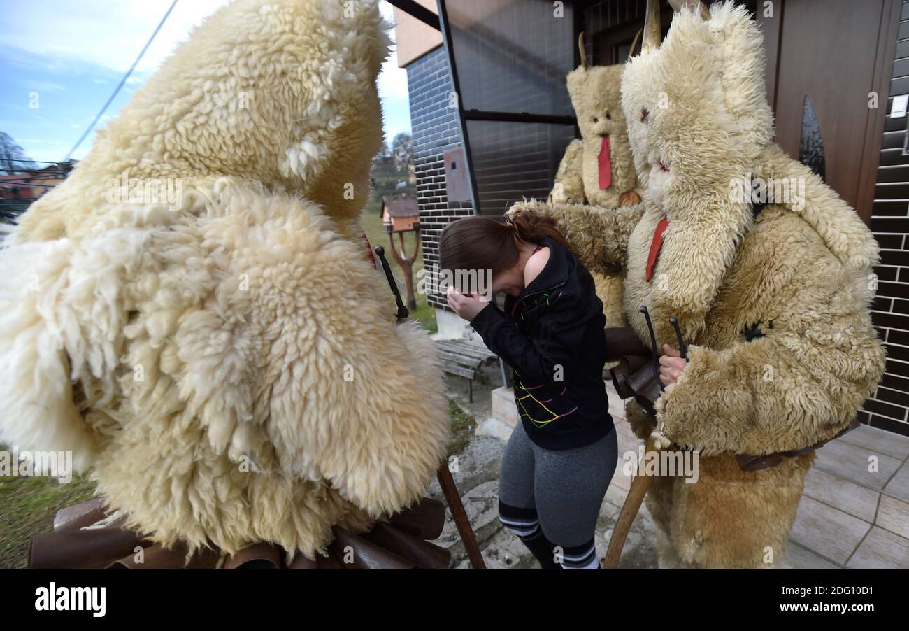 Lacnov, Czech Republic. 05th Dec, 2020. People in devil masks walk through Lacnov in the Vsetin region during the celebration of the feast of St. Nicholas, Czech Republic, December 5, 2020. Credit: Dalibor Gluck/CTK Photo/Alamy Live News Stock Photo