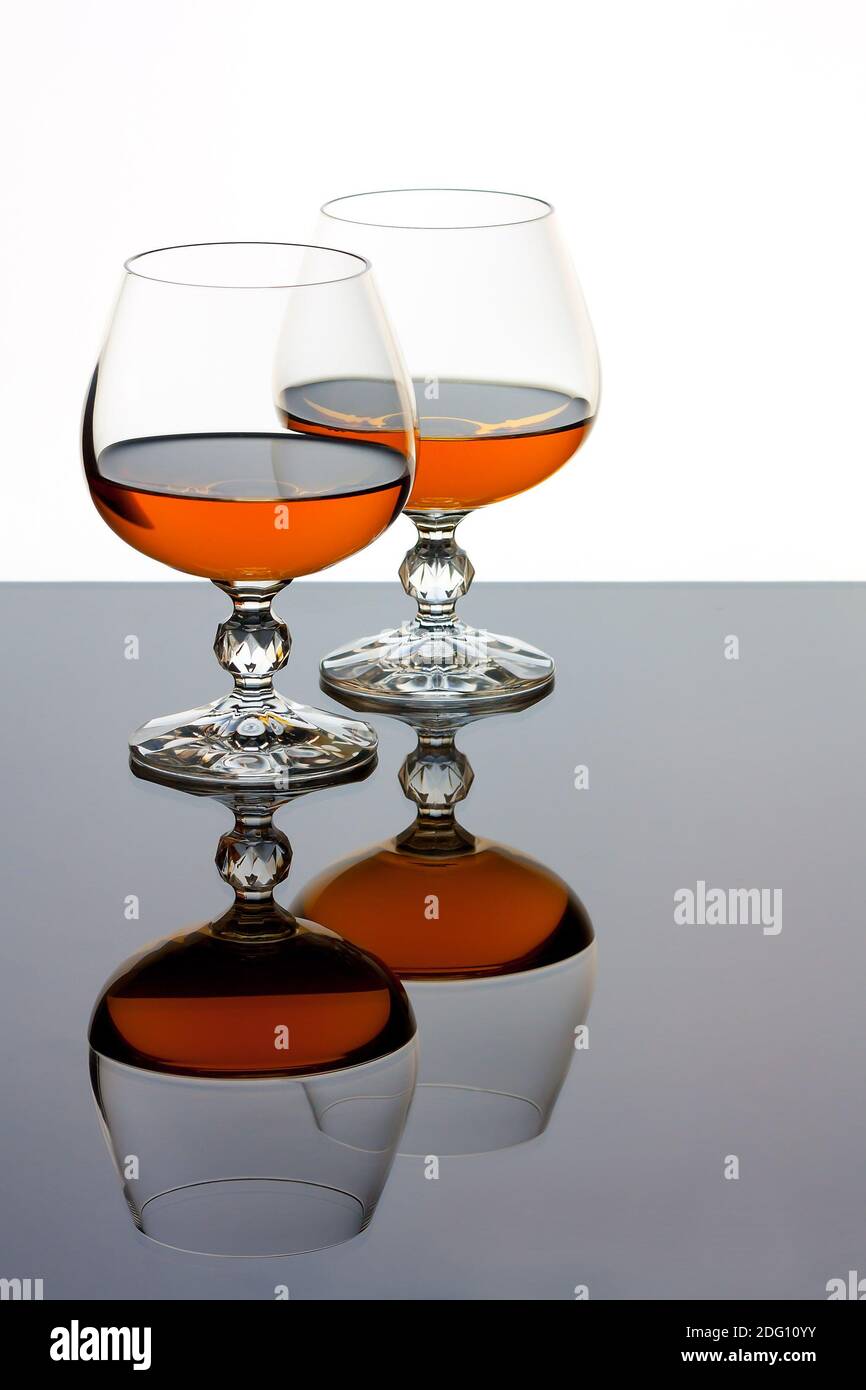 Brandy and glass Stock Photo