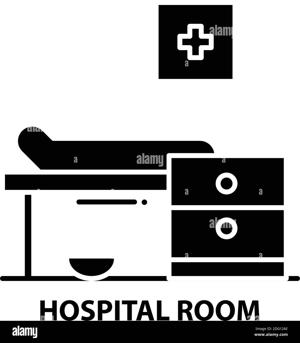 hospital room icon, black vector sign with editable strokes, concept illustration Stock Vector