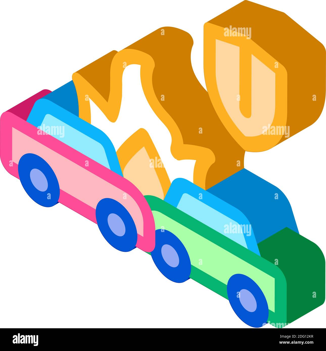 car accident crash insurance isometric icon vector illustration Stock ...