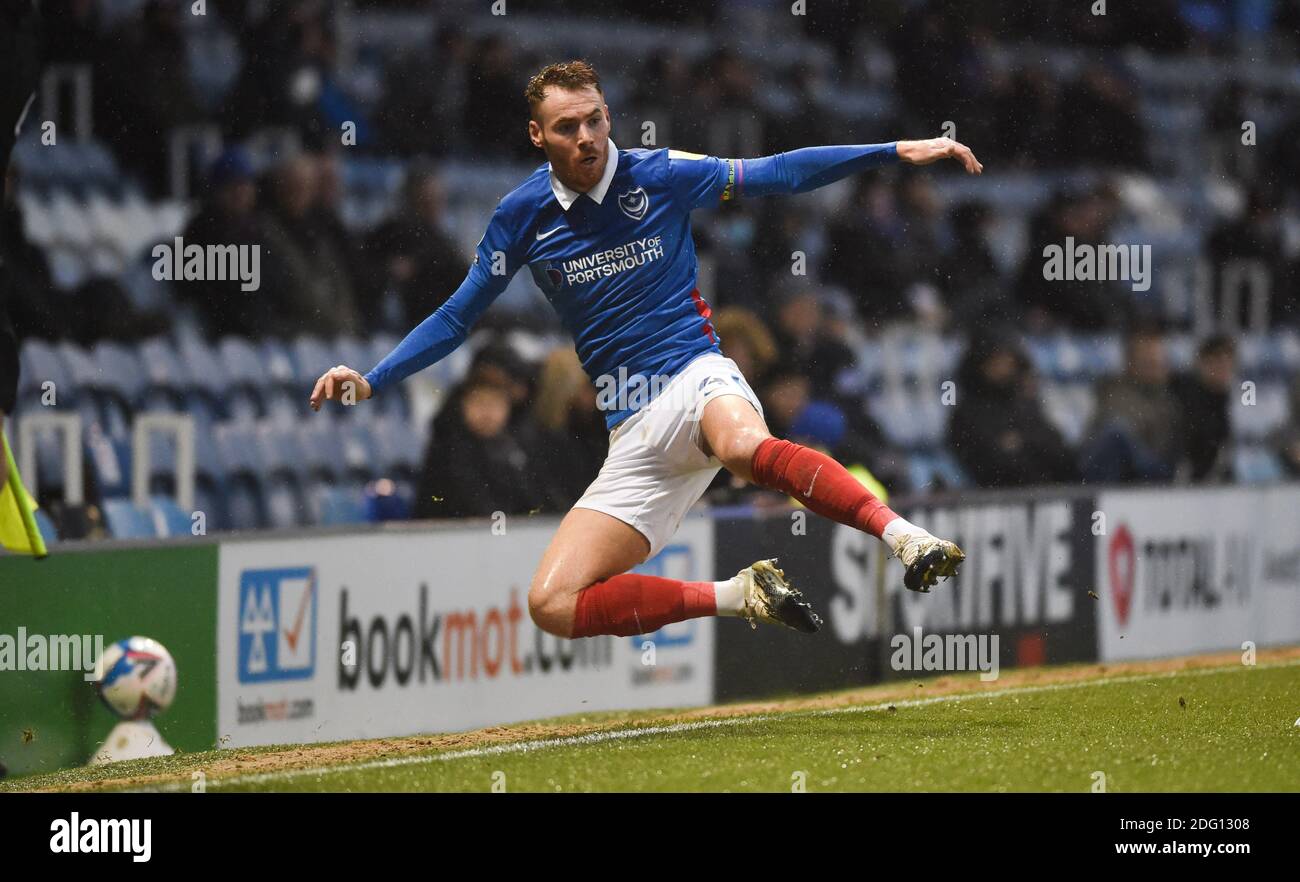 Tom Naylor of Portsmouth during the Sky Bet EFL League One match between Portsmouth and Peterborough United at Fratton Park  , Portsmouth ,  UK - 5th December 2020 Stock Photo