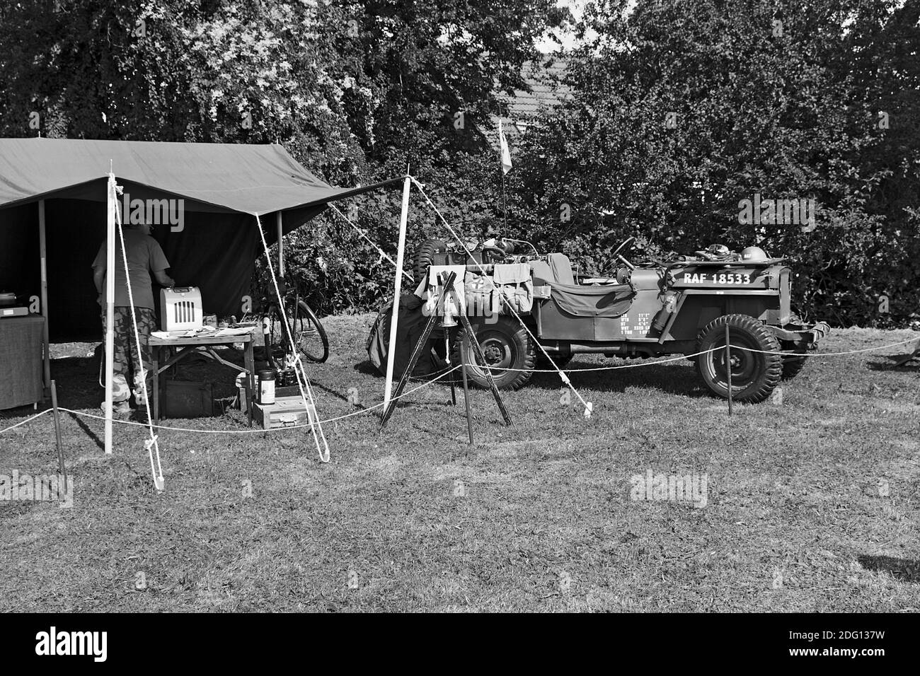 Mock up WWII field camp at the North Thoreby 40's weekend, Lincolnshire, UK Stock Photo