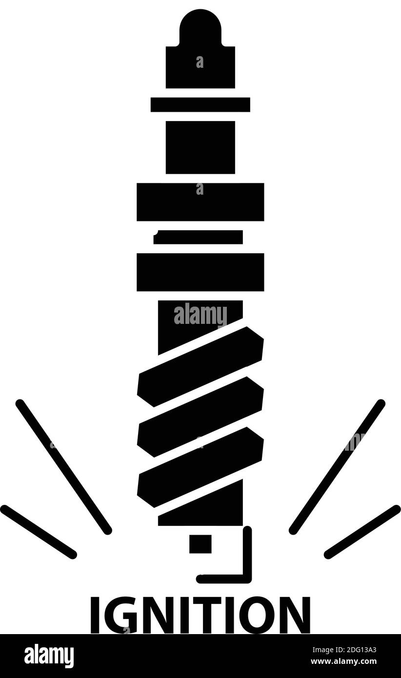 ignition icon, black vector sign with editable strokes, concept
