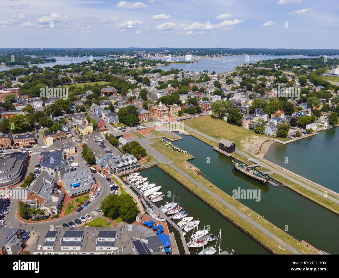 Aerial view of Custom House in Salem Maritime National Historic Site in