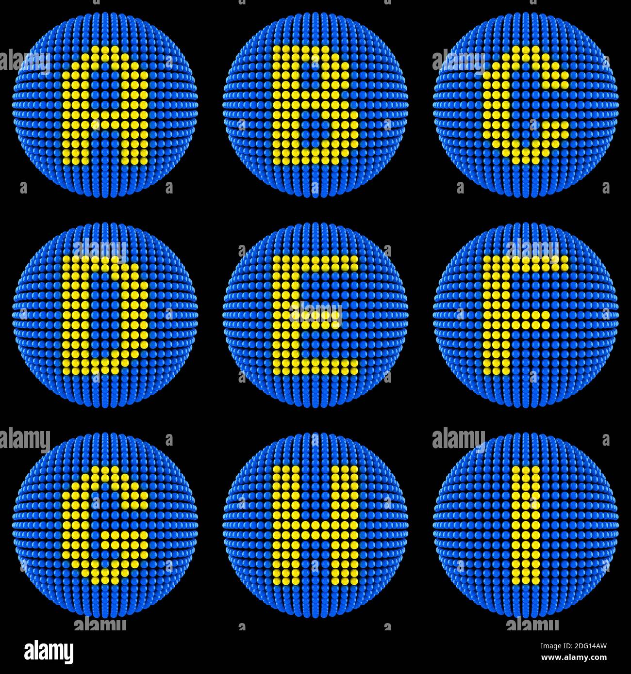 Letters set created from atoms isolated on black Stock Photo - Alamy