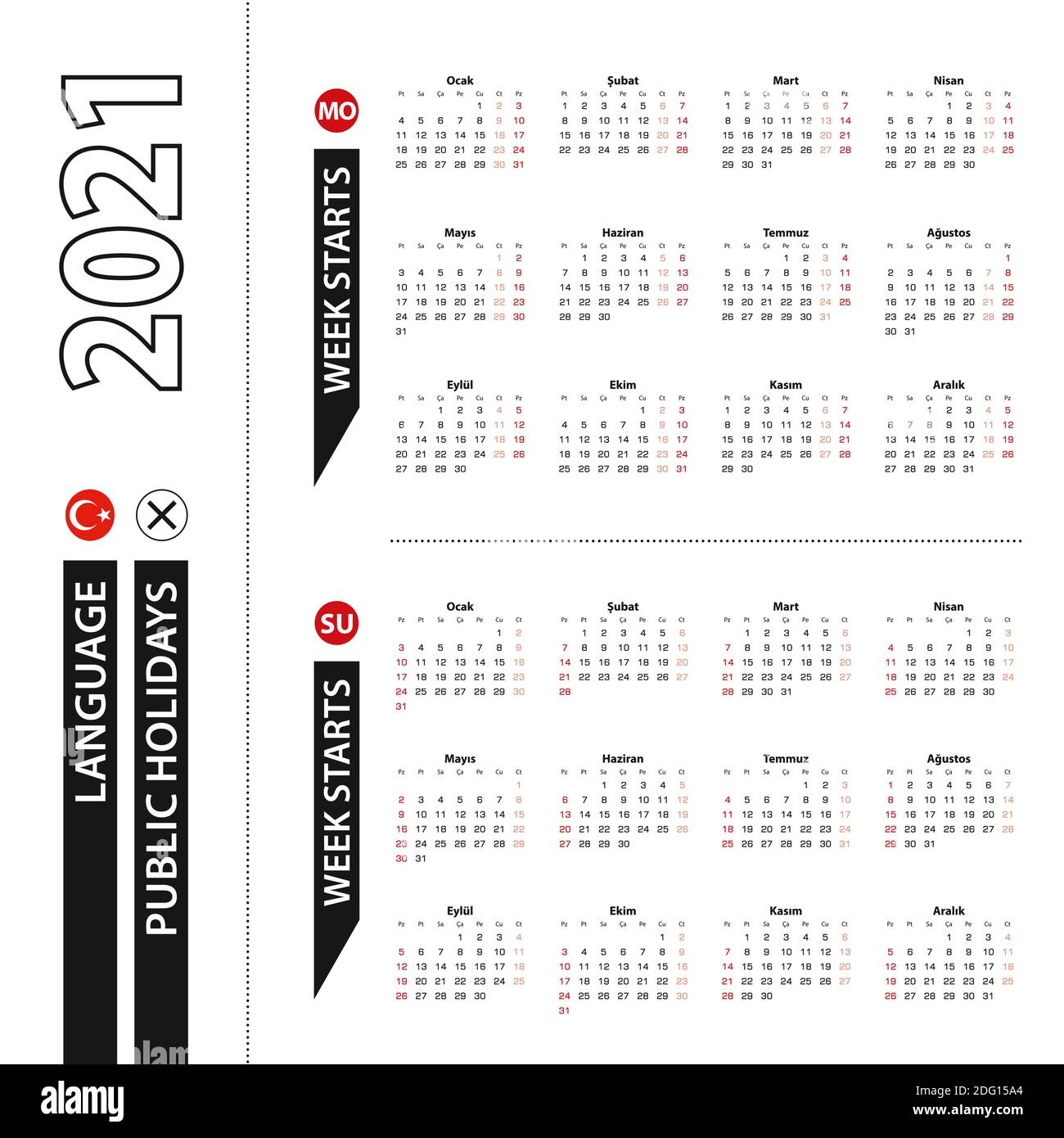 Cua Spring 2022 Calendar Calendar 2021 In Turkish Language, Week Starts On Monday. Vector Calendar  2021 Year Stock Vector Image & Art - Alamy