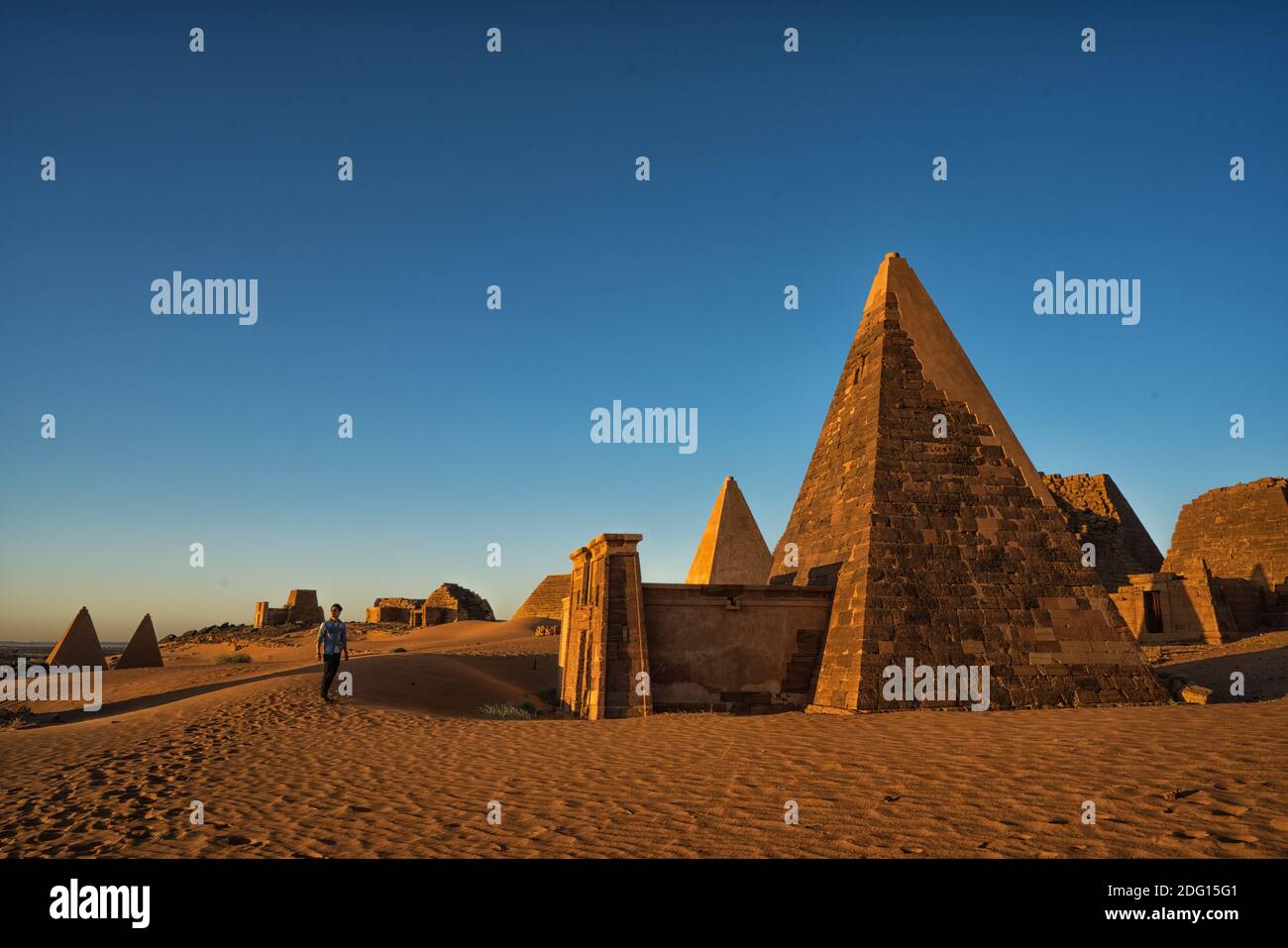 Meroe Pyramids of Sunrise Stock Photo