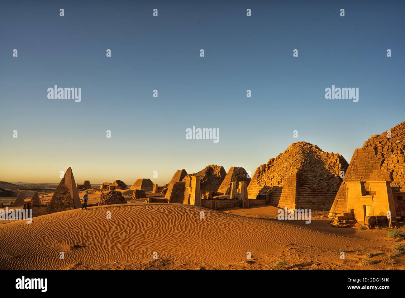 Meroe Pyramids of Sunrise Stock Photo