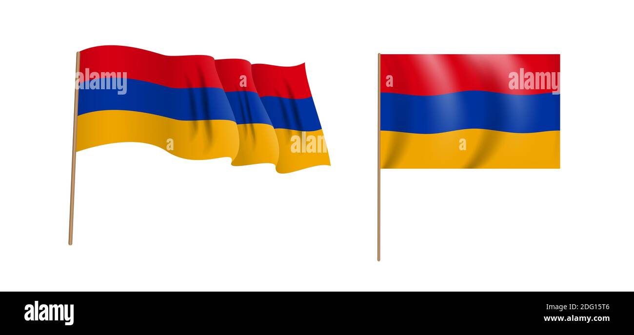colorful naturalistic waving flag of Armenia. Illustration Stock Photo ...