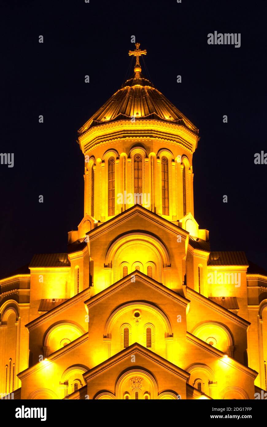 The Tbilisi Holy Trinity Cathedral commonly known as Sameba is the main Georgian Orthodox Christian cathedral, located in Tbilisi. Georgia Stock Photo