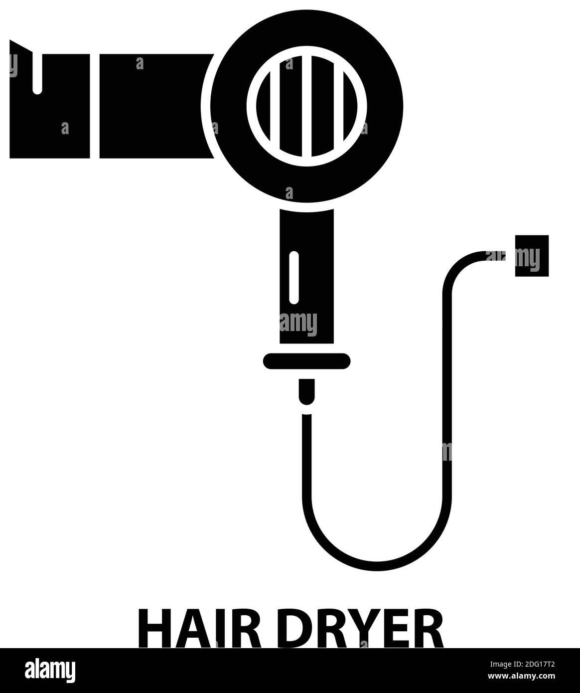 hair dryer sign icon, black vector sign with editable strokes, concept