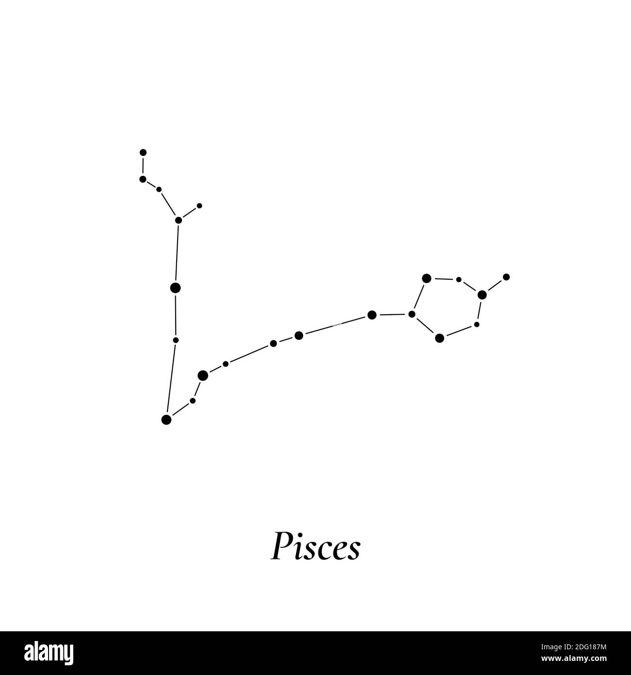 Pisces sign. Stars map of zodiac constellation. Vector illustration Stock Vector