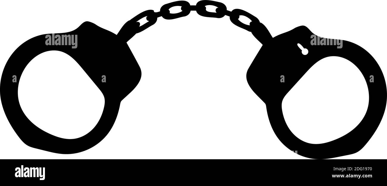 Silhouettes handcuffs for arresting person. Illustration symbol icon Stock Vector