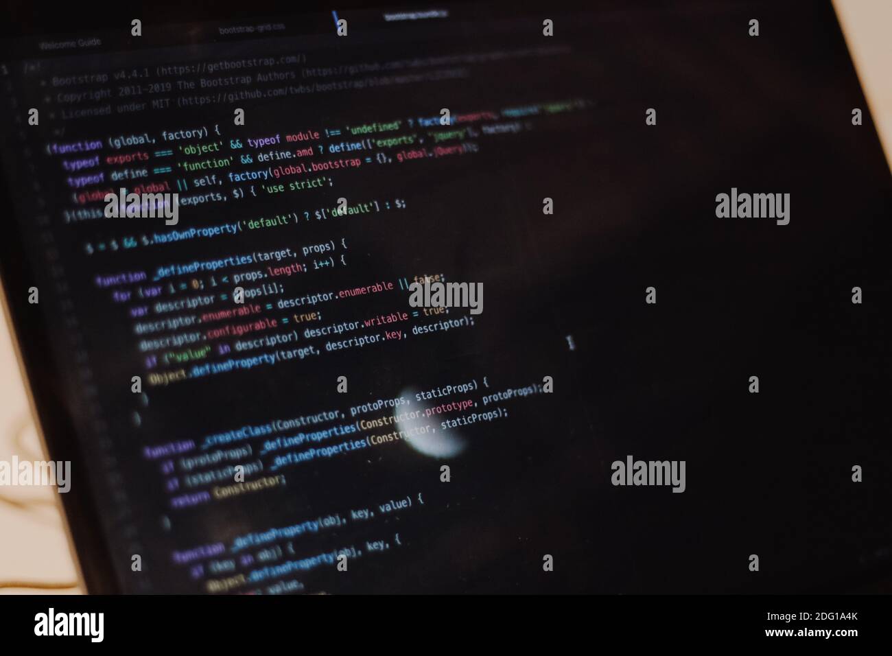 Software or Programing Code Display Close Up. Use for Tech