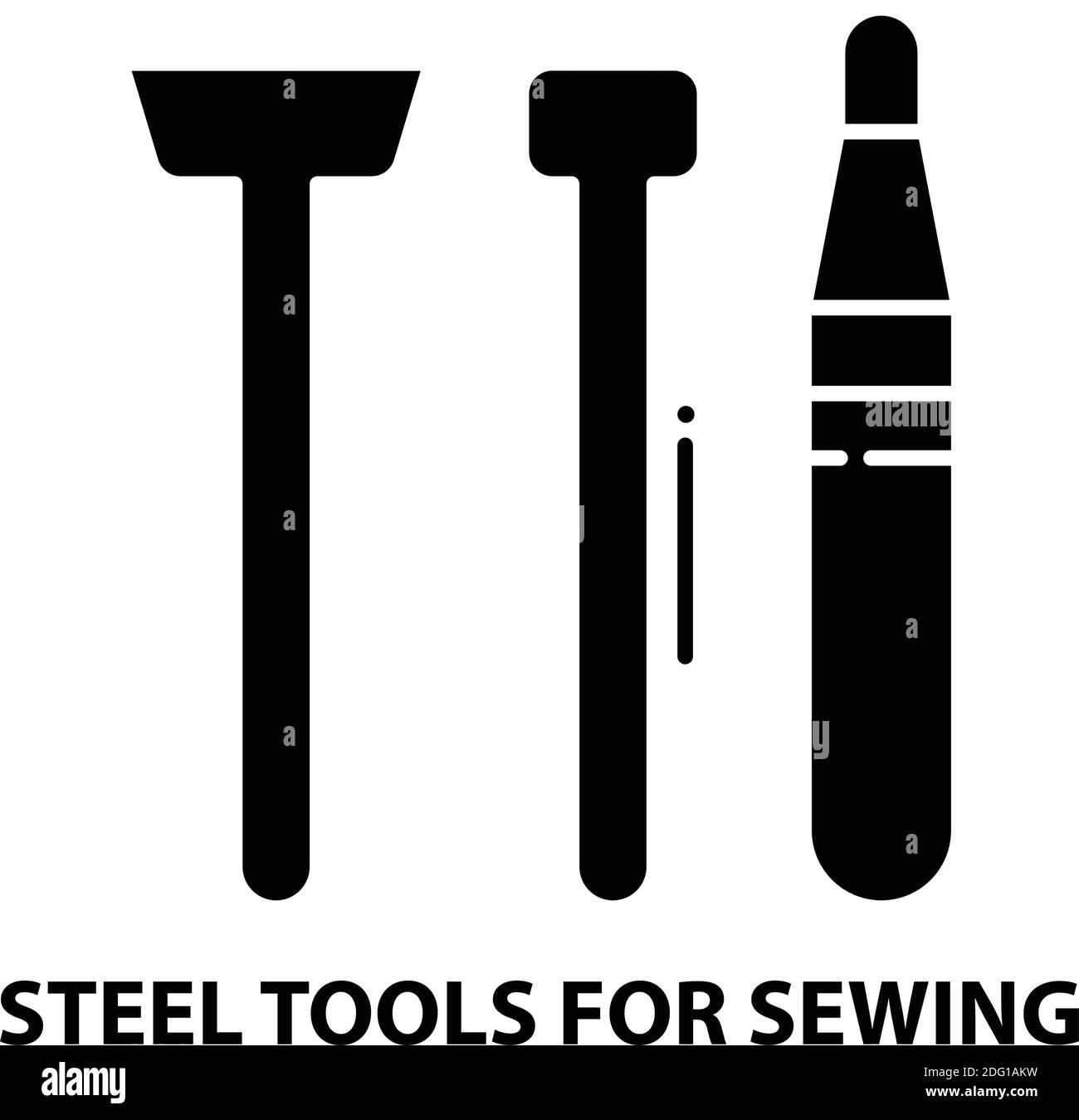 steel tools for sewing icon, black vector sign with editable strokes ...