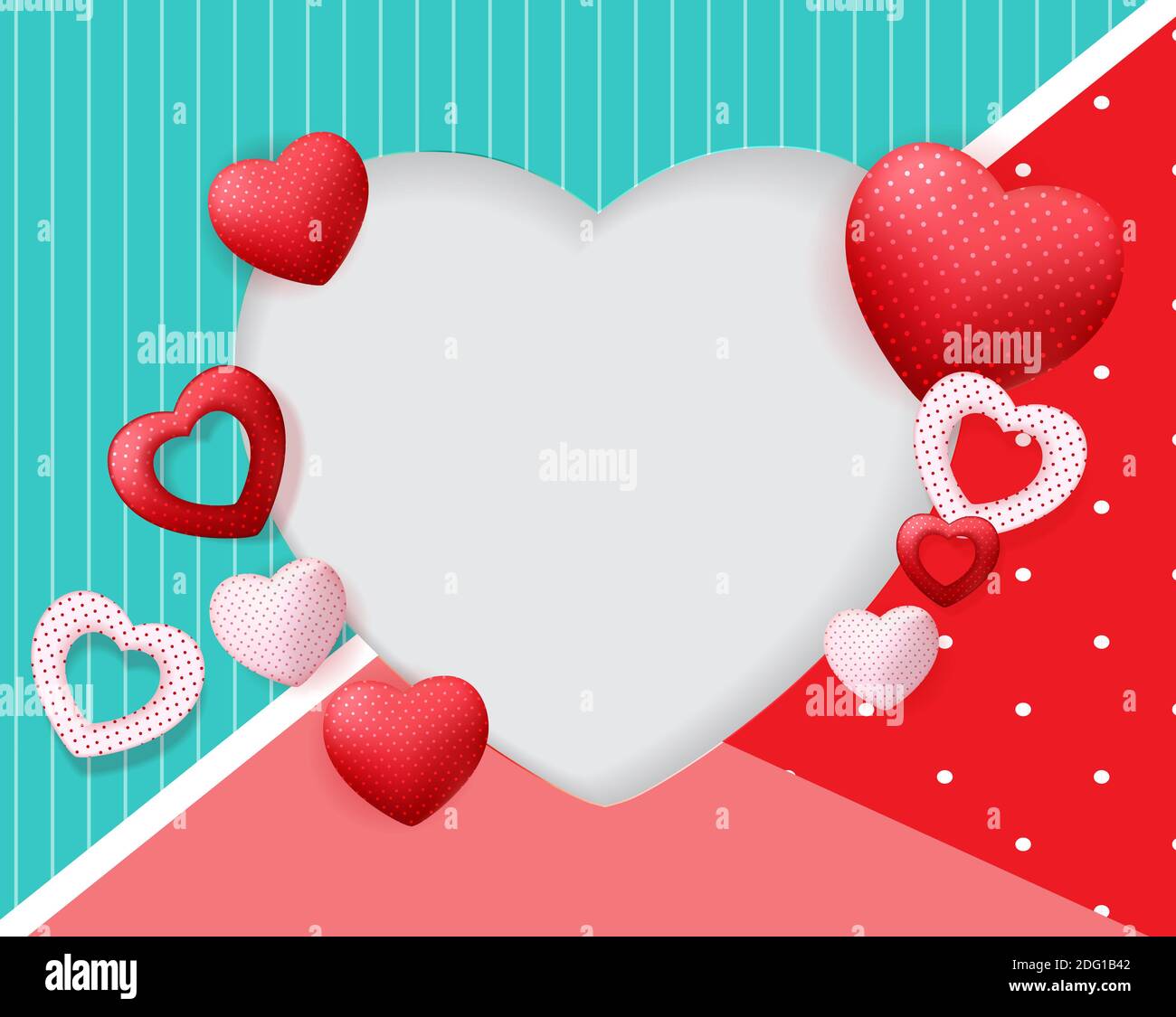 Happy Valentines Day Card with Heart. Illustration Stock Photo