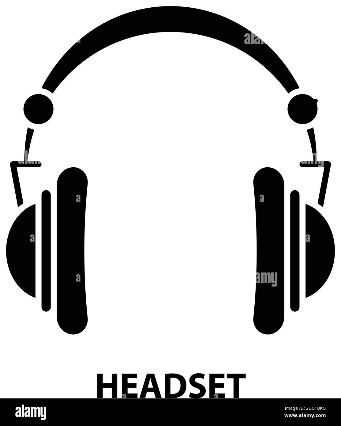 headset icon, black vector sign with editable strokes, concept