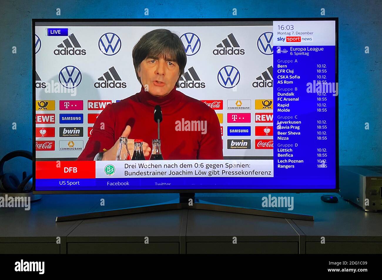 Hair, Deutschland. 07th Dec, 2020. Three weeks after the 0-6 versus Spain:  Federal coach Joachim Jogi LOEW, LOW (GER) gives press conference on  December 7th, 2020 TV picture from sports broadcaster SKY