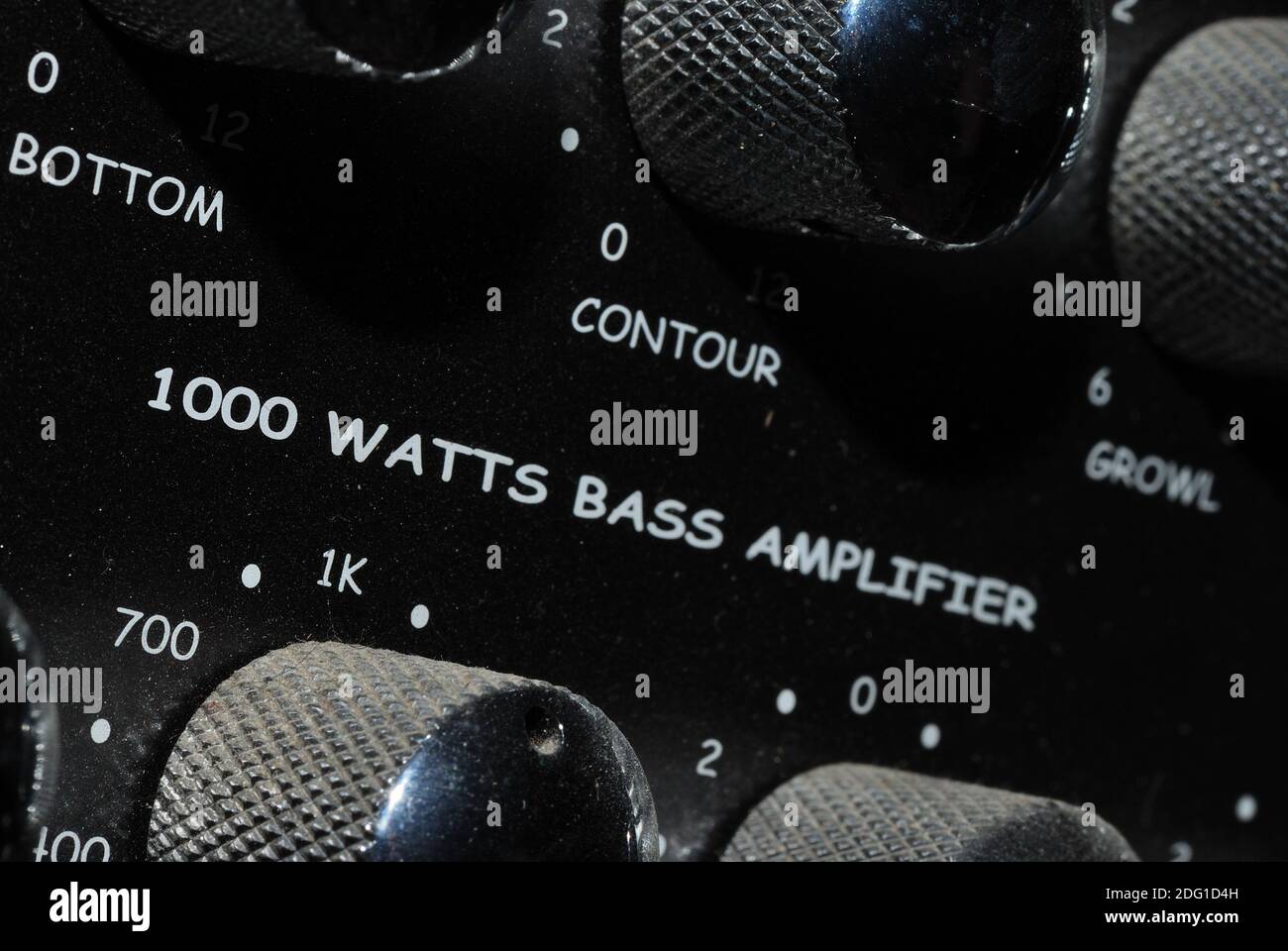 Thousand watts of power label on bass or guitar amplifier loudspeaker