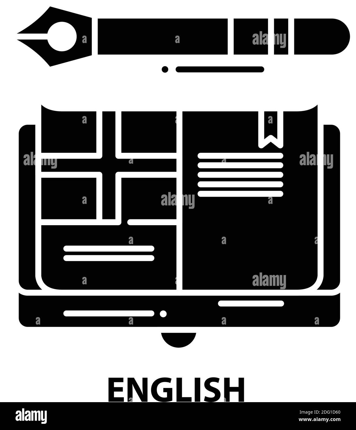 english icon, black vector sign with editable strokes, concept illustration Stock Vector