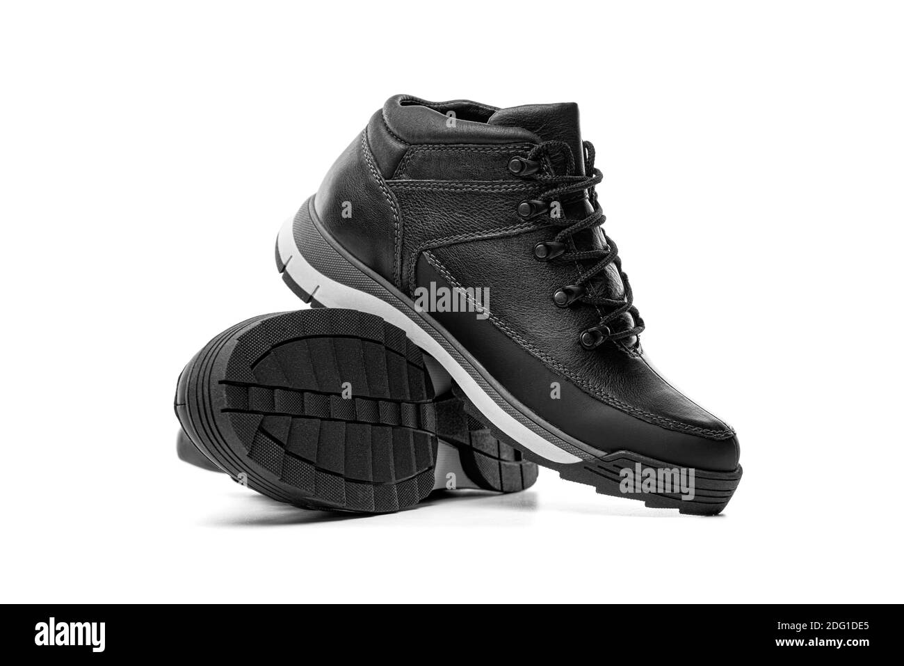 Black boots isolated on white background Stock Photo - Alamy