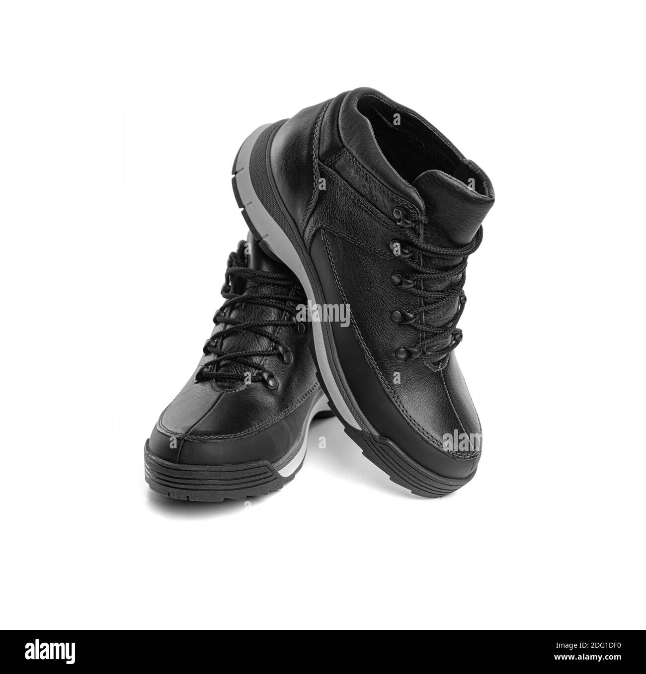 Black boots isolated on white background Stock Photo - Alamy