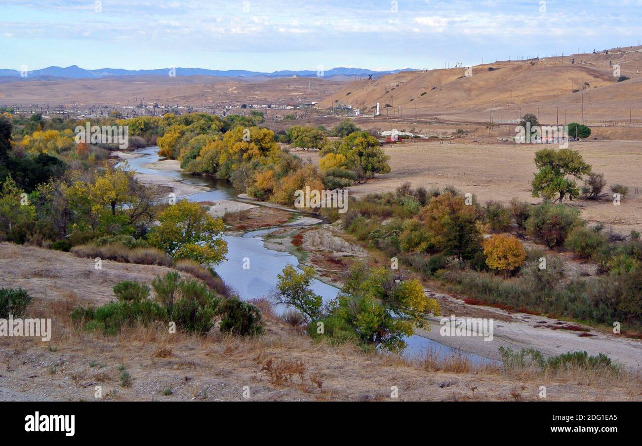 Landscape desert view of colorado river near Needles California west of the border of Arizona Navajo Country Stock Photo