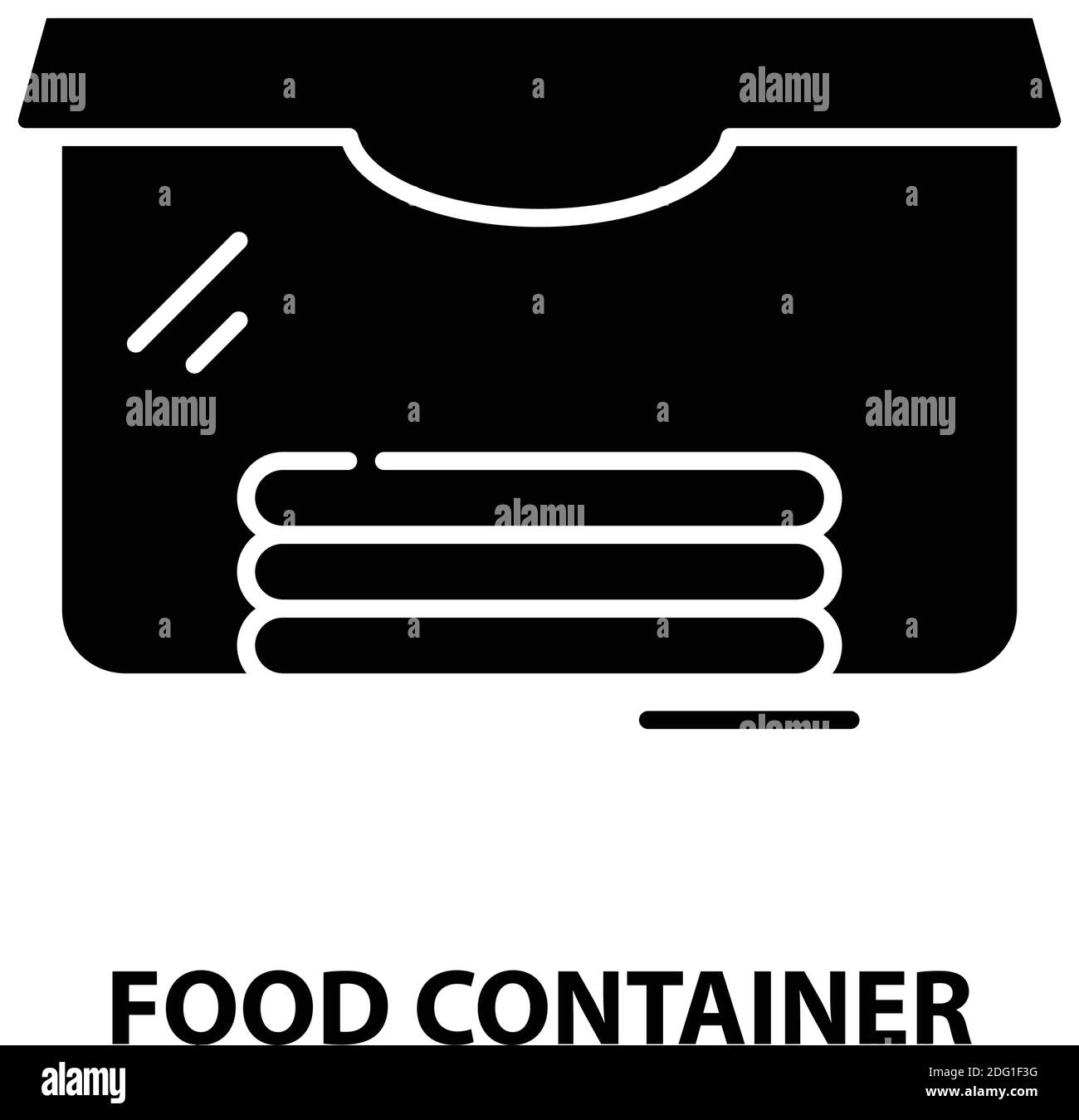 food container icon, black vector sign with editable strokes, concept ...