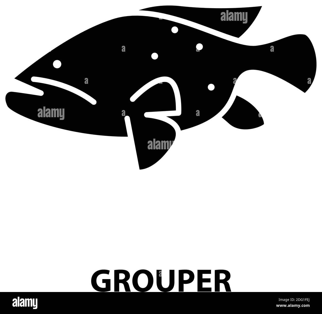 grouper icon, black vector sign with editable strokes, concept illustration Stock Vector
