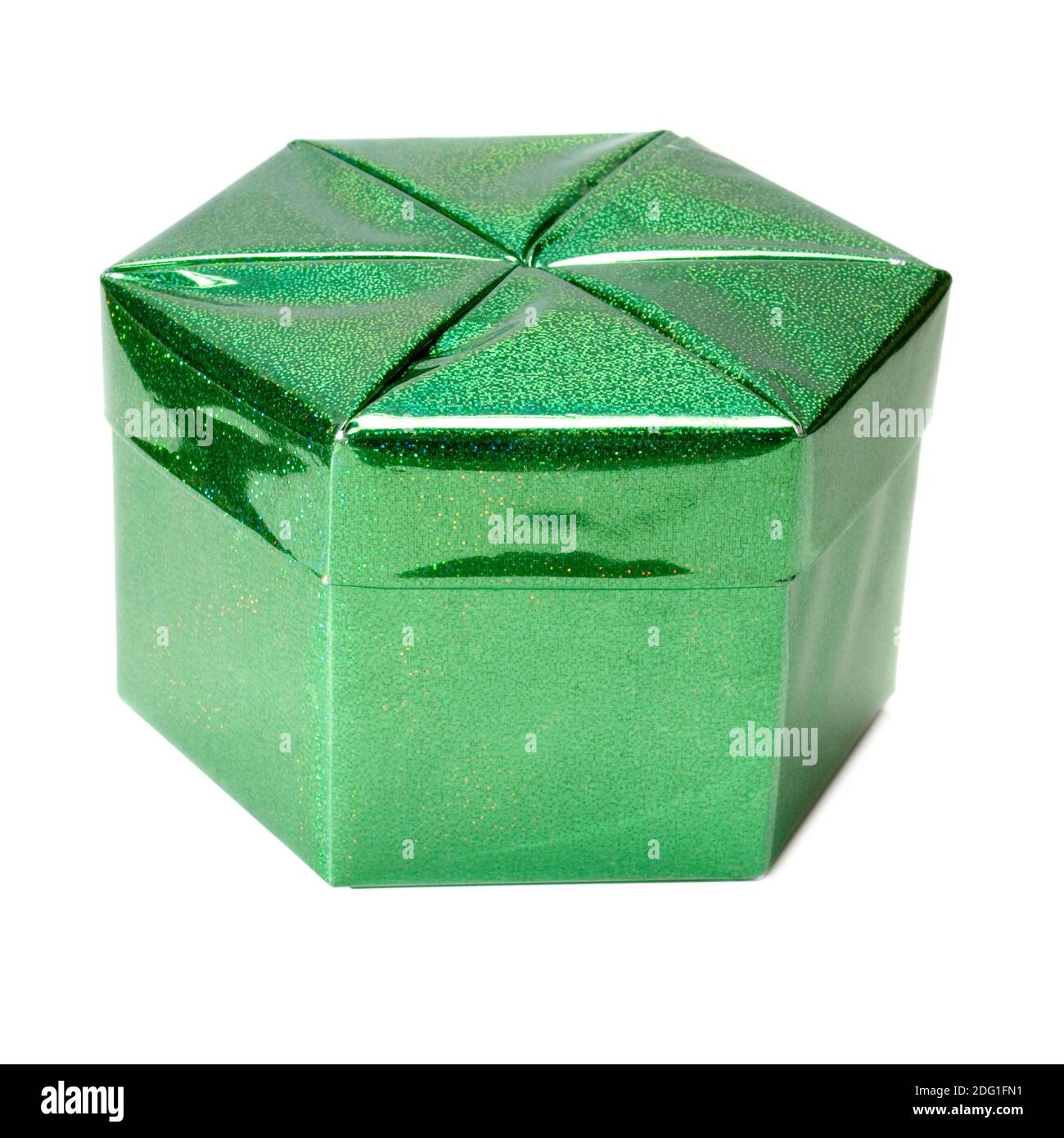 Green box isolated on white background. Stock Photo