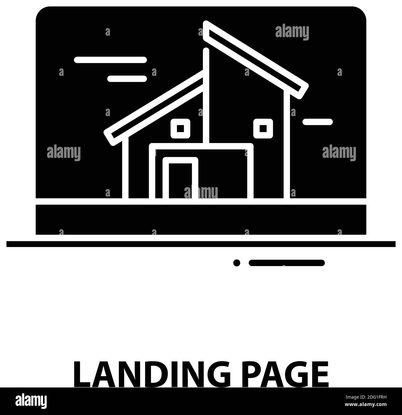 landing page symbol icon, black vector sign with editable strokes
