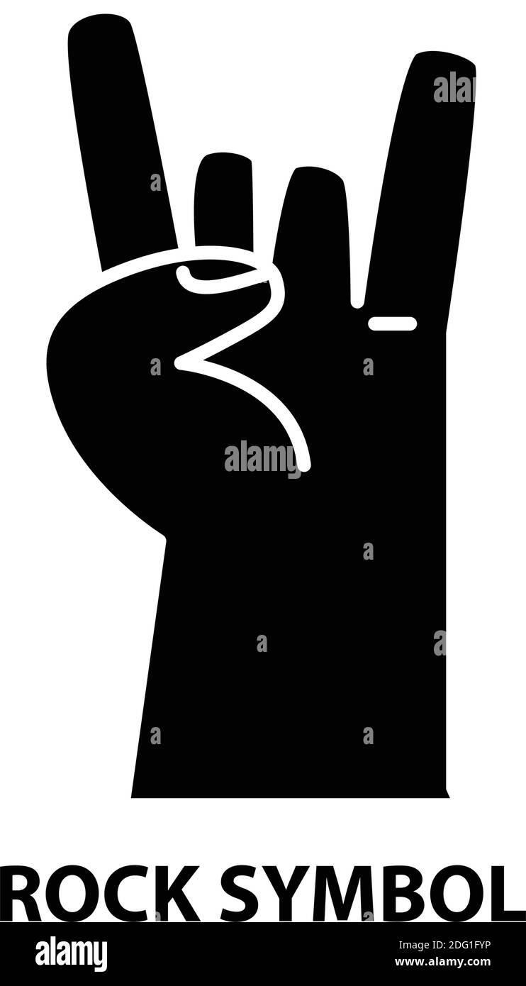 rock symbol icon, black vector sign with editable strokes, concept illustration Stock Vector